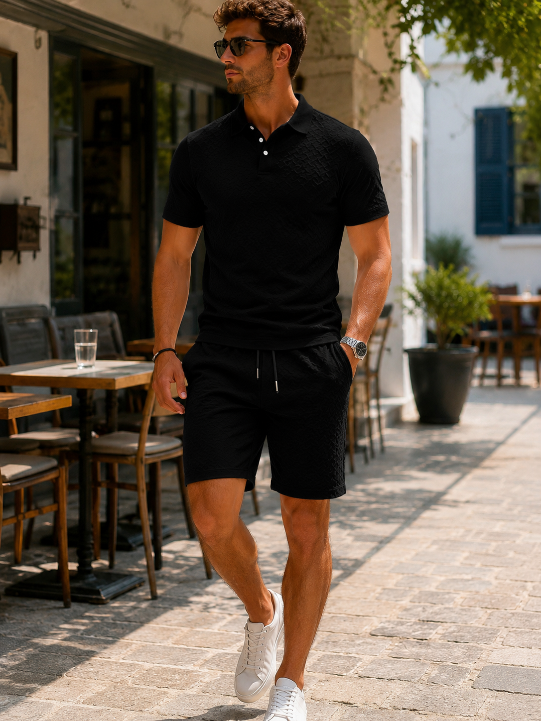 Alexandre - Ensemble Polo et Short - Noir