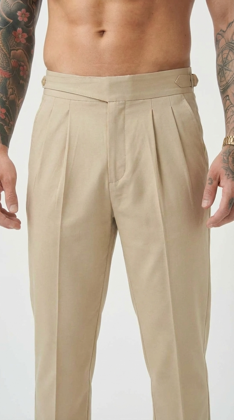 Léandre - Pantalon Taille Haute - Crème