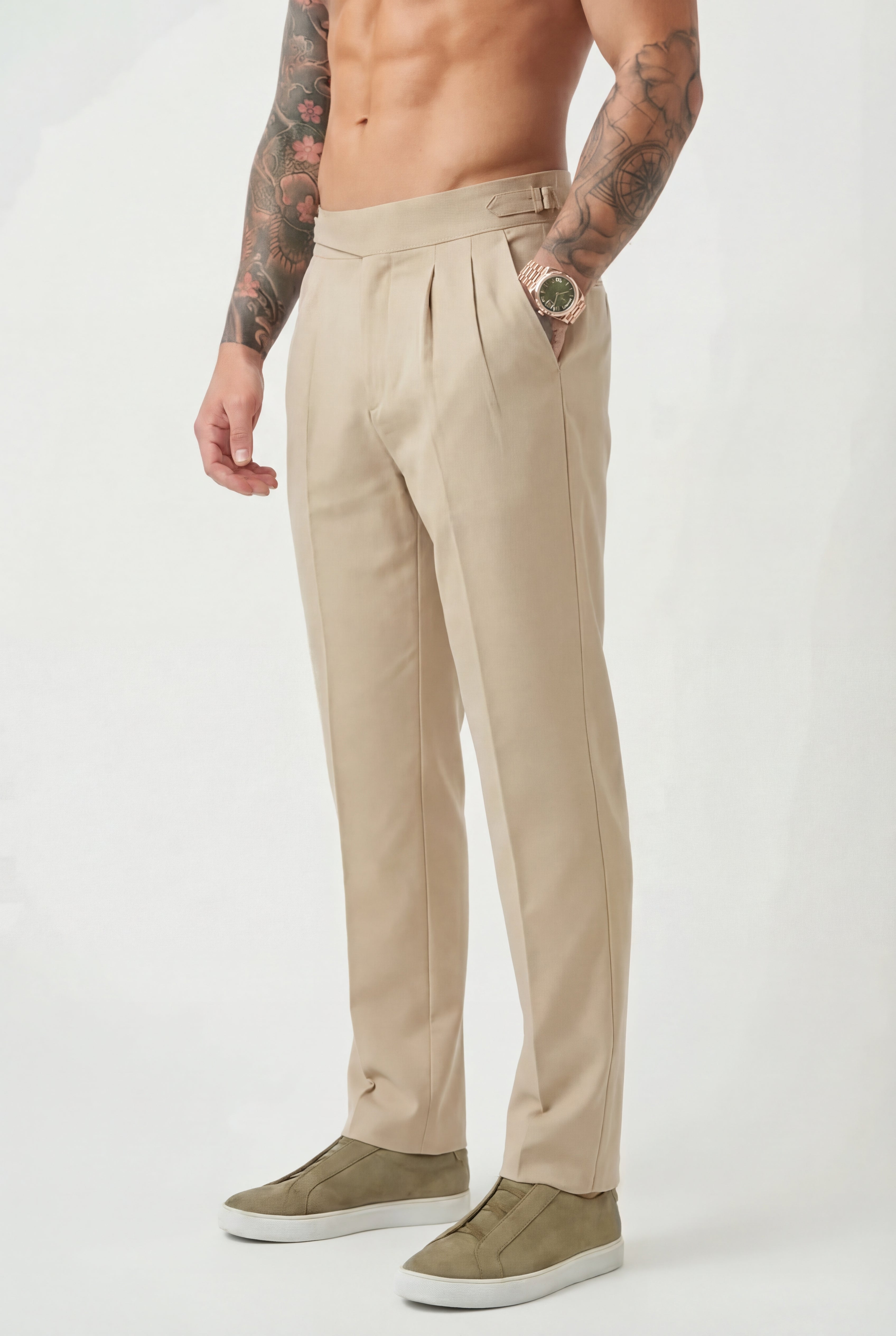 Léandre - Pantalon Taille Haute - Crème