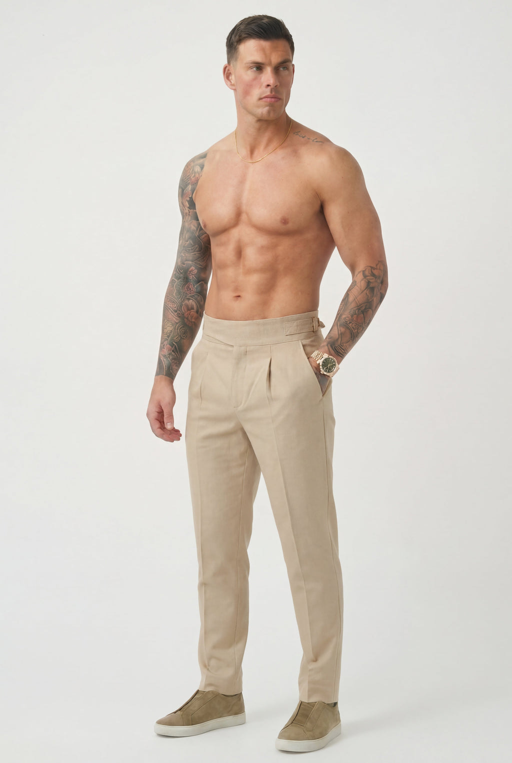 Léandre - Pantalon Taille Haute - Crème