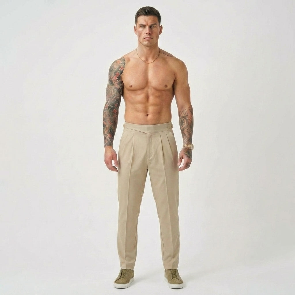 Léandre - Pantalon Taille Haute - Crème