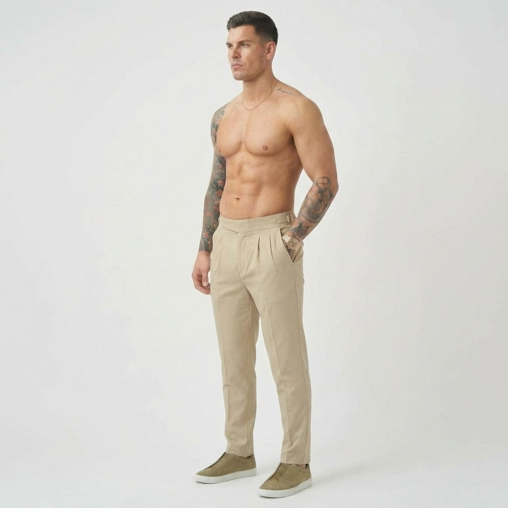 Léandre - Pantalon Taille Haute - Crème