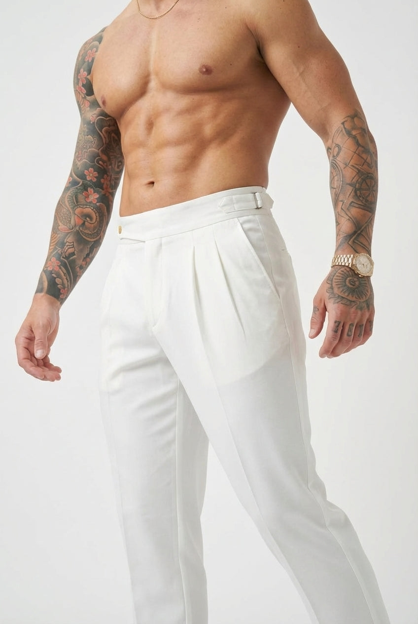 Léandre - Pantalon Taille Haute - Blanc