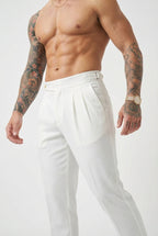 Léandre - Pantalon Taille Haute - Blanc