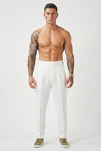 Léandre - Pantalon Taille Haute - Blanc