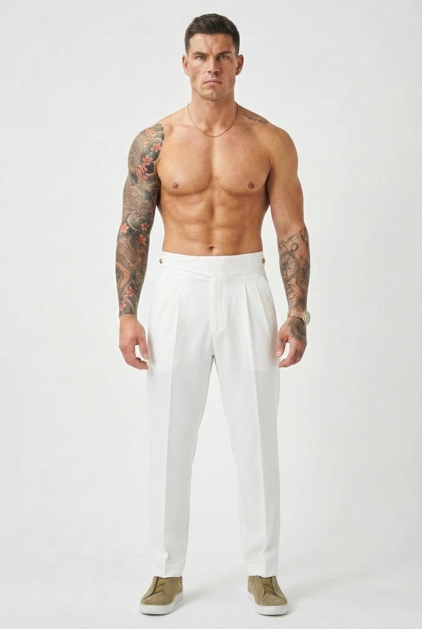 Léandre - Pantalon Taille Haute - Blanc