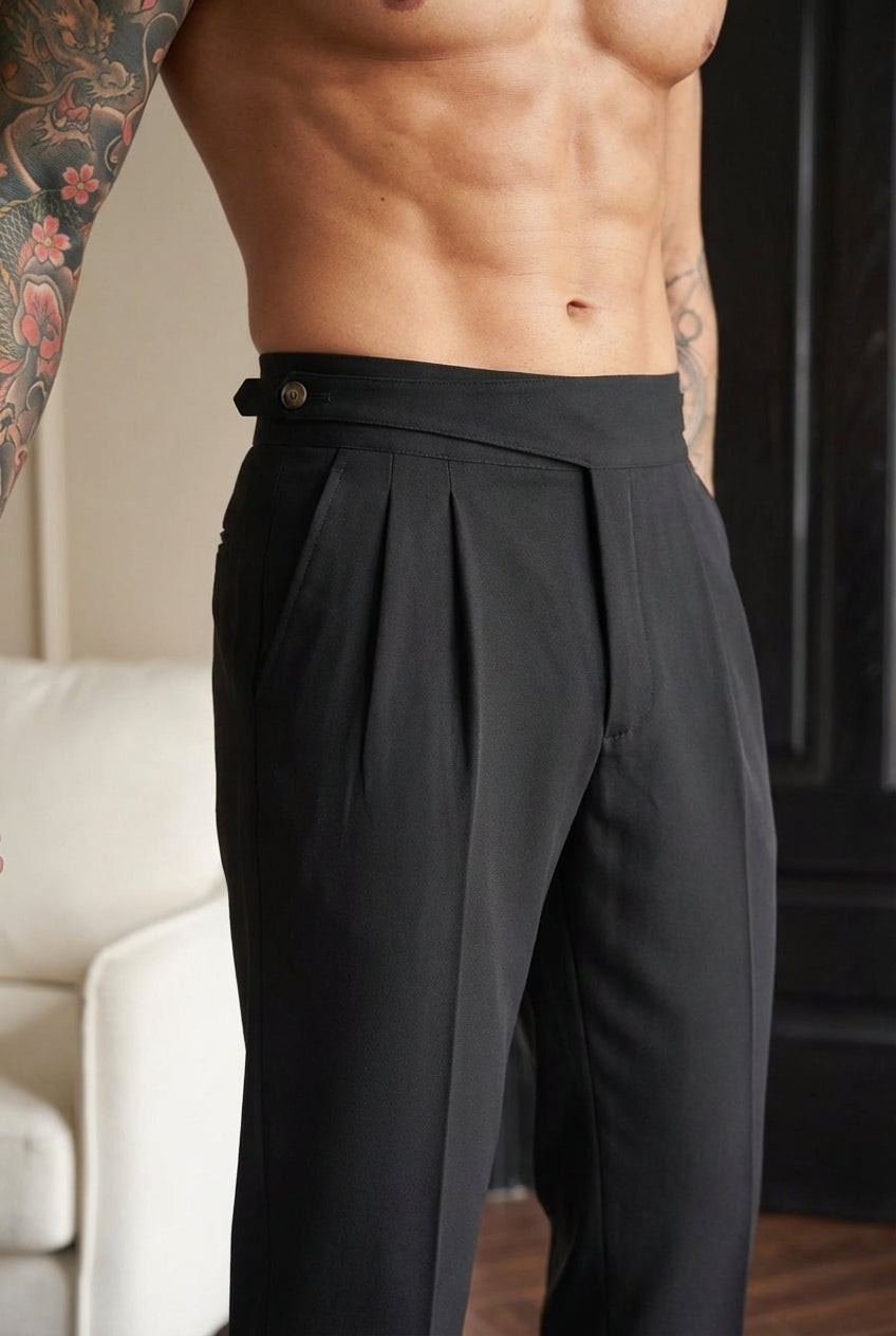 Léandre - Pantalon Taille Haute - Noir