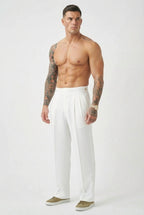 Léandre - Pantalon Taille Haute - Blanc
