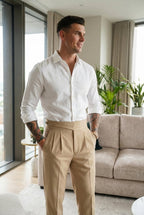 Léandre - Pantalon Taille Haute - Crème