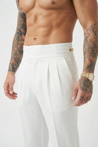 Léandre - Pantalon Taille Haute - Blanc