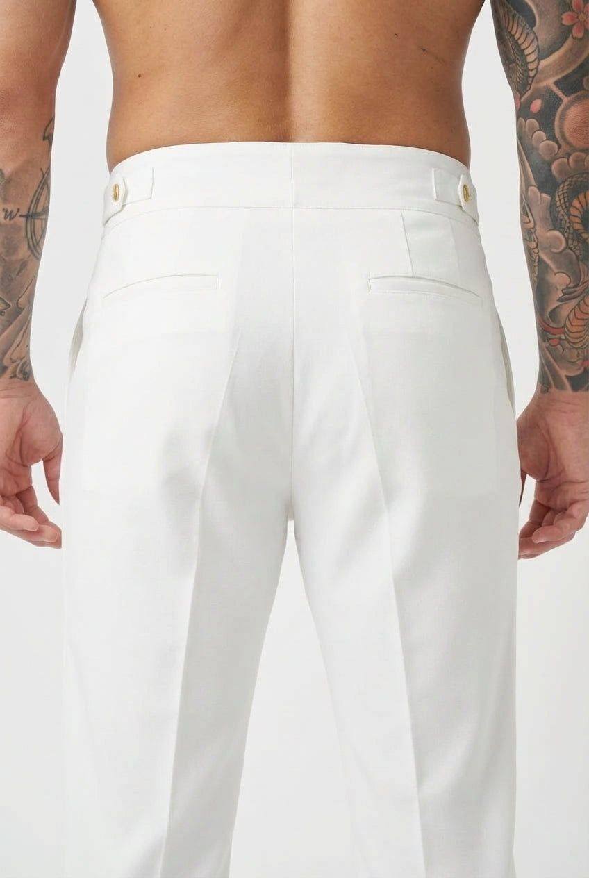 Léandre - Pantalon Taille Haute - Blanc